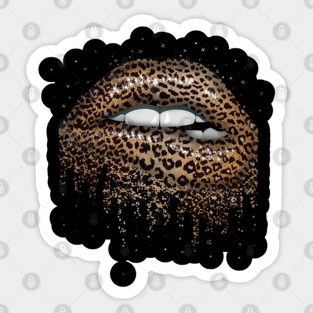 s Cool Lips Bite Kiss Me Leopard Print Cheetah Sticker by fatmehedo8